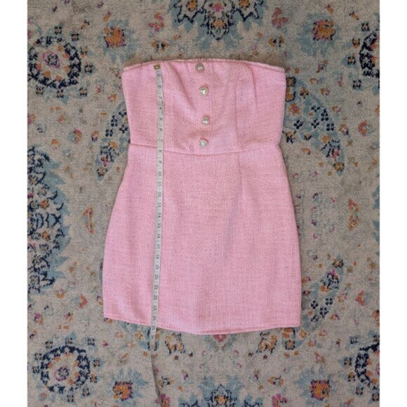 NWT Francesca's Pink Lindsey Strapless Heart Button Mini Dress - M - Picture 7 of 10